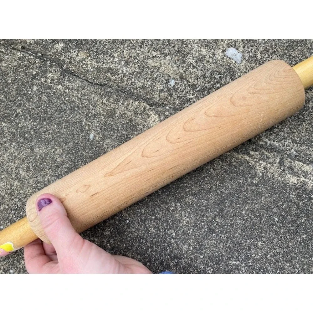 Vintage Style Hardwood Wooden Rolling Pin Natural Grain Tapered Handles‎